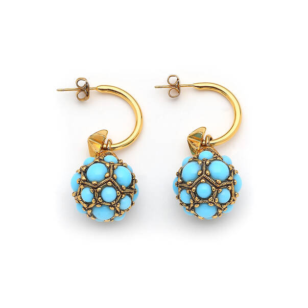 Breezy Turquoise Gold Plated Top Earrings - 1