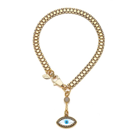 Brings Gold Plated Eye Chain Necklace - 