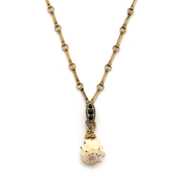 Brisa Sea Shell Charm Gold Plated Chain Necklace - 4