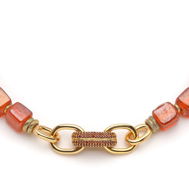 Bruna Zircon Charm Gold Plated Glass Bead Necklace - 2