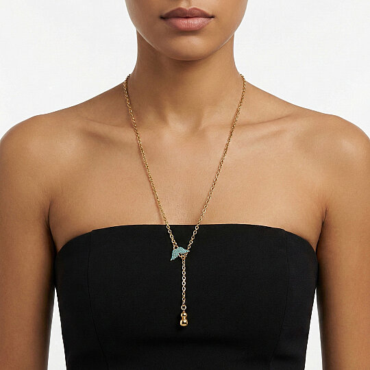 Calypso Wing Charm Gold Plated Chain Necklace - (1)