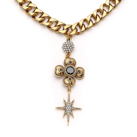 Canora Clover and Star Charm Gold Plated Chain Necklace - (1)