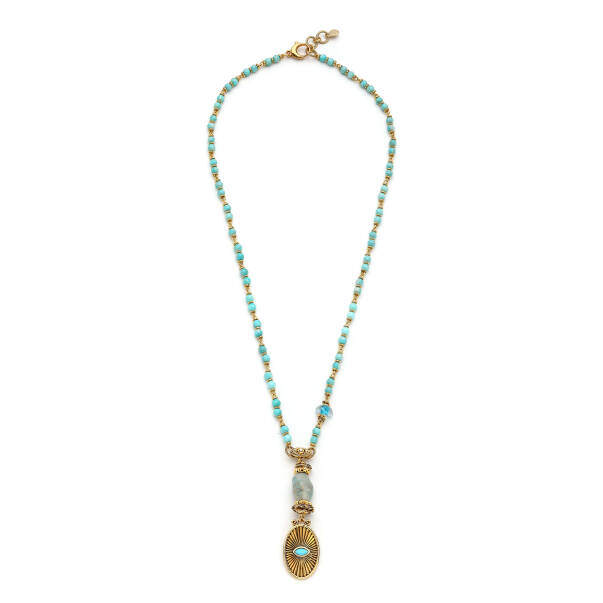 Capri Eye Charm Amazonite Natural Stone Necklace - 1
