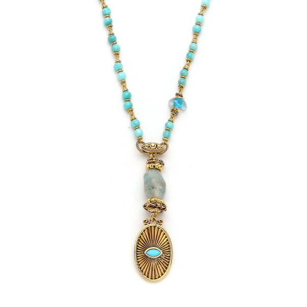 Capri Eye Charm Amazonite Natural Stone Necklace - 3