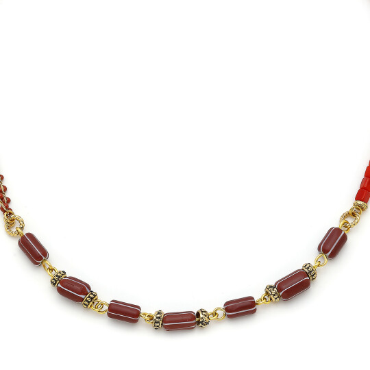 Capri Glass Bead Coral Natural Stone Necklace - (1)