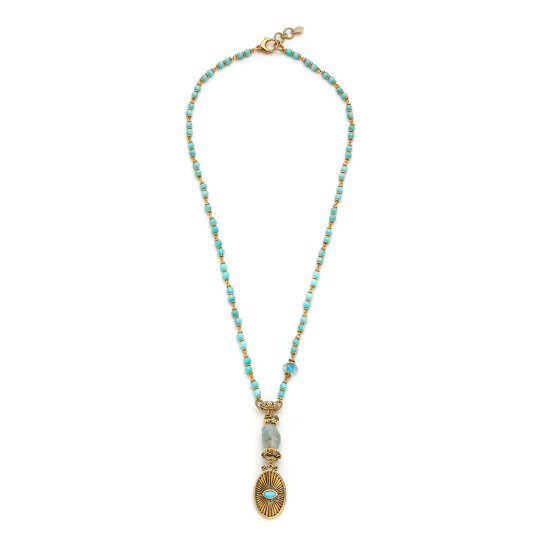 Capri Göz Charm Amazonit Doğaltaş Kolye - 