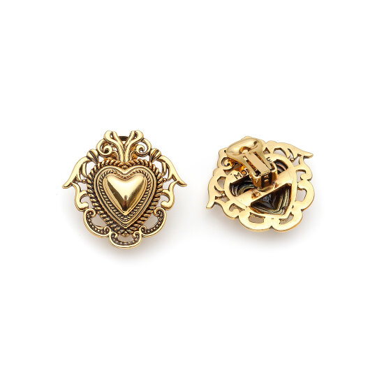 Carazone Heart Charm Gold Plated Clip Earrings - (1)