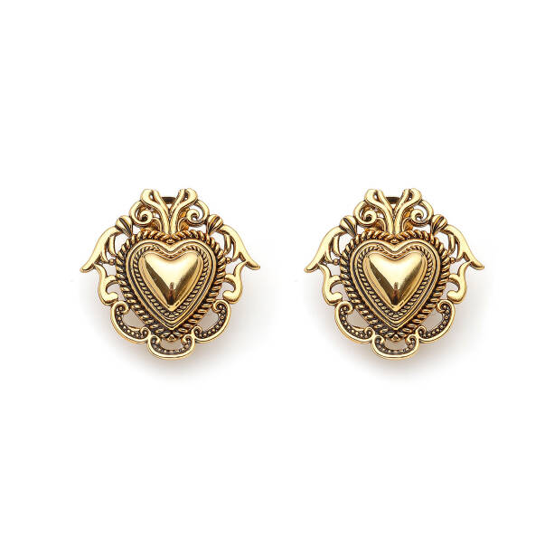 Carazone Heart Charm Gold Plated Clip Earrings - 1