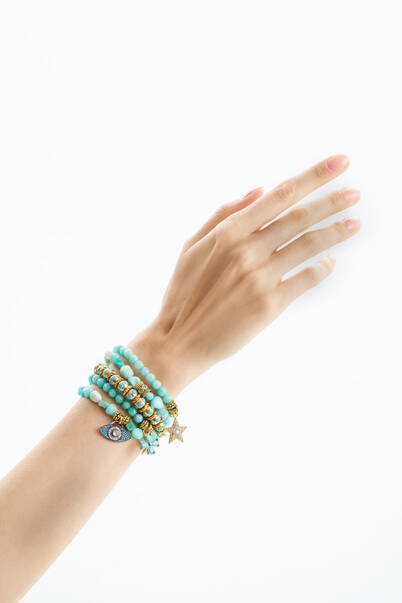 Cascadia Amazonite Natural Stone Gold Plated Eye Bracelet - 2
