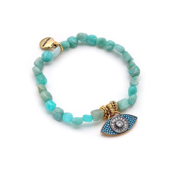 Cascadia Amazonite Natural Stone Gold Plated Eye Bracelet - 1