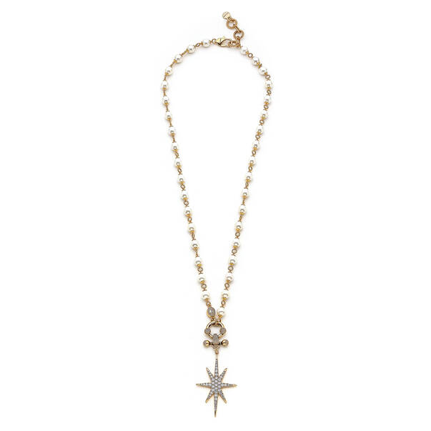 Cassandra Pearl Star Charm Necklace - 1