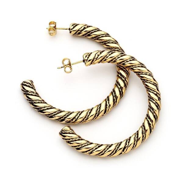 Casual Gold Plated Hoop Pinned Earrings - 1