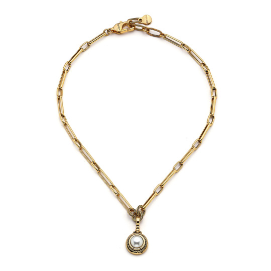 Casual Gold Plated Pearl Charm Chain Necklace 