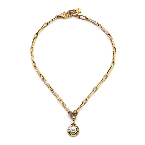 Casual Gold Plated Pearl Charm Chain Necklace - 1