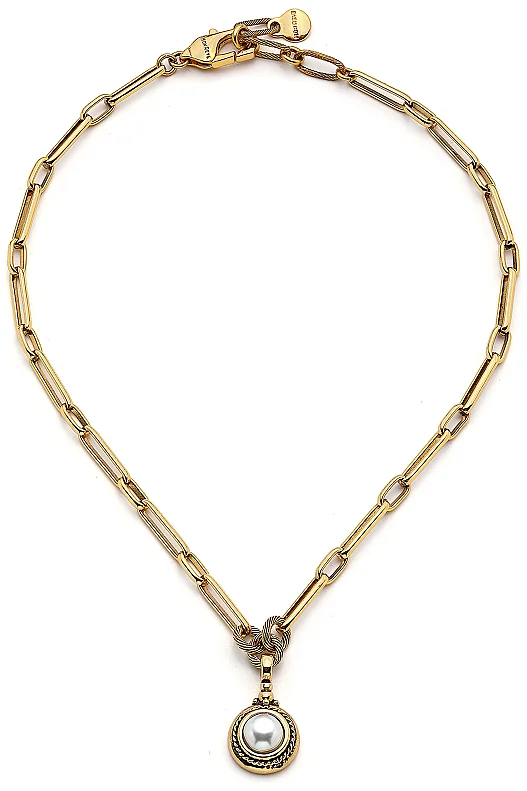 Casual Gold Plated Pearl Charm Chain Necklace 