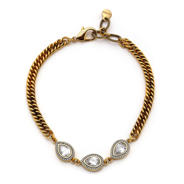 Celeste Gold Plated Zircon Chain Necklace - 1