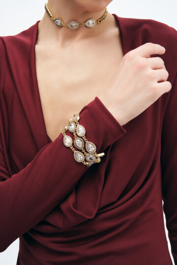 Celeste Gold Plated Zircon Chain Necklace - (1)