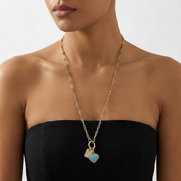 Celeste Heart Charm Gold Plated Chain Necklace - 3