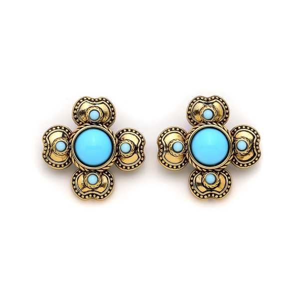 Celestial Gold Plated Clover Pinned Earrings - 2