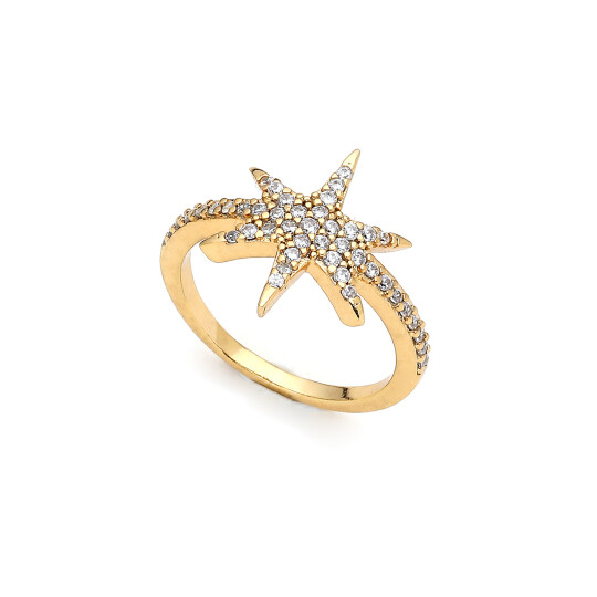 Celestial Gold Plated Star Zircon Ring 