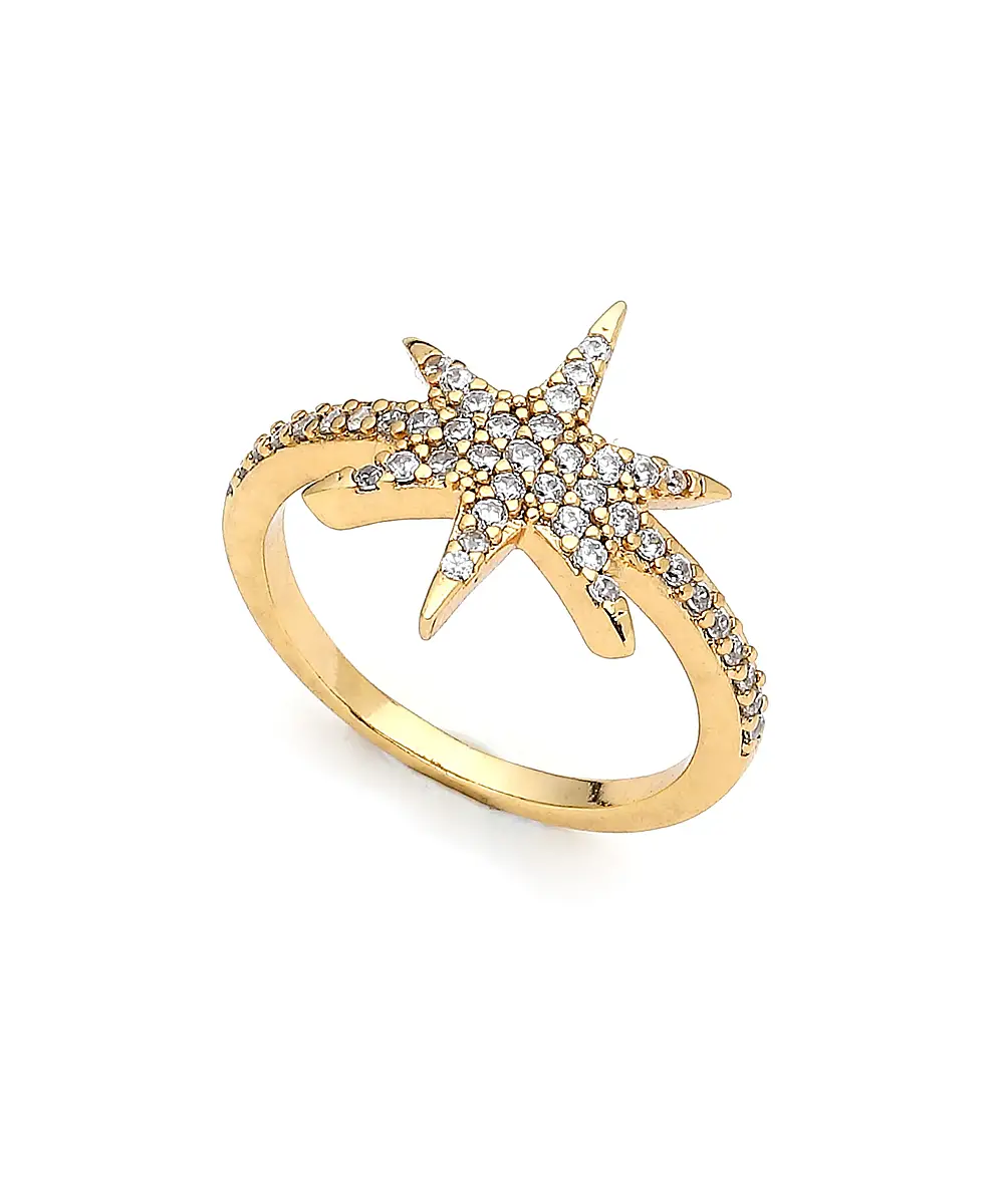 Celestial Gold Plated Star Zircon Ring