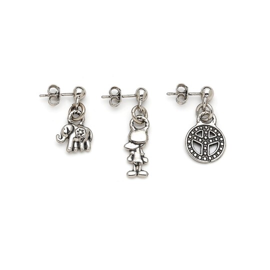 Chabey Silver Plated Brass Charm Earrings