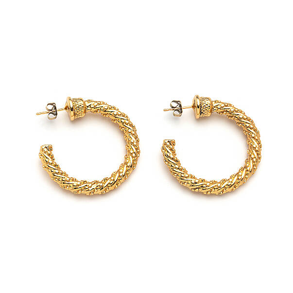 Charlize Gold Plated Stud Hoop Earrings - 1