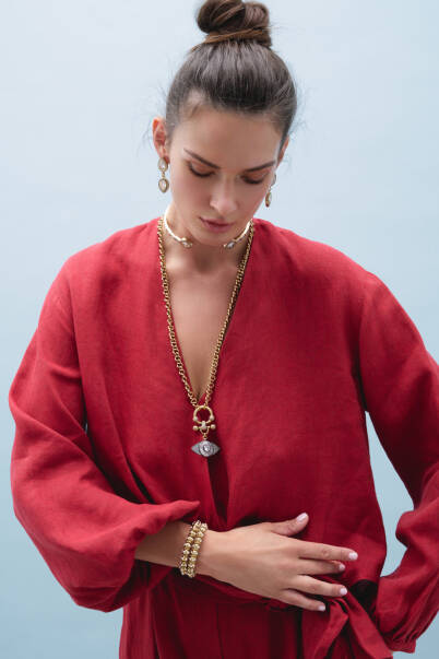 Charlotte Crystal Gold Plated Necklace - 12