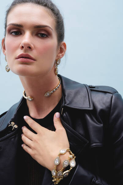 Charlotte Crystal Gold Plated Necklace - 13