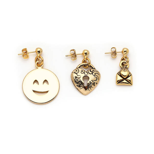 Charm Craze Heart Charm Pinned Earrings - 1