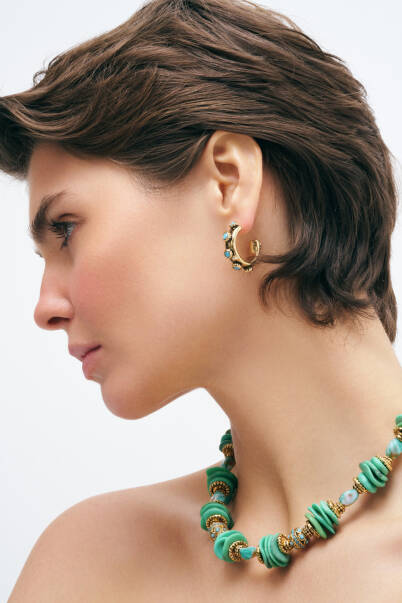 Charm Turkuaz, Amazonit Doğal Taş Kolye - 2