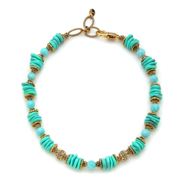Charm Turquoise, Amazonite Natural Stone Necklace - 1