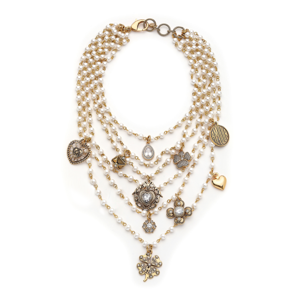 Charmy Rich Heart, Clover Charm Pearl Necklace - 1