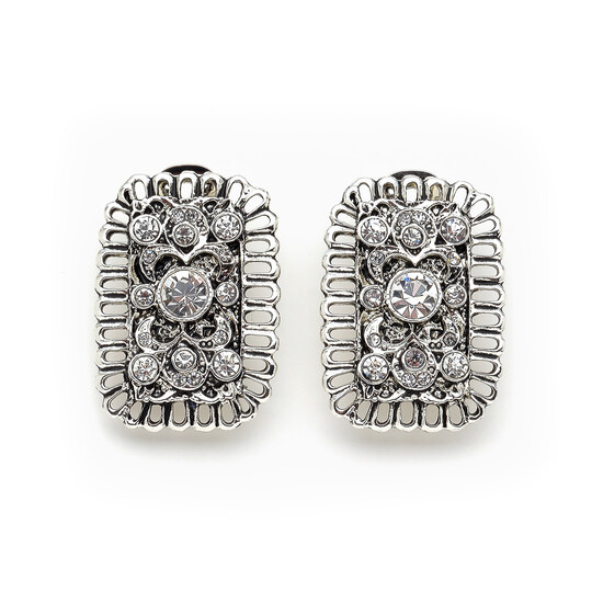 Cherie Silver Plated Zircon Evening Clip-On Earrings 