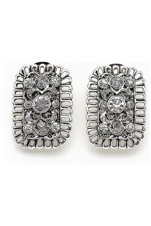 Cherie Silver Plated Zircon Evening Clip-On Earrings 