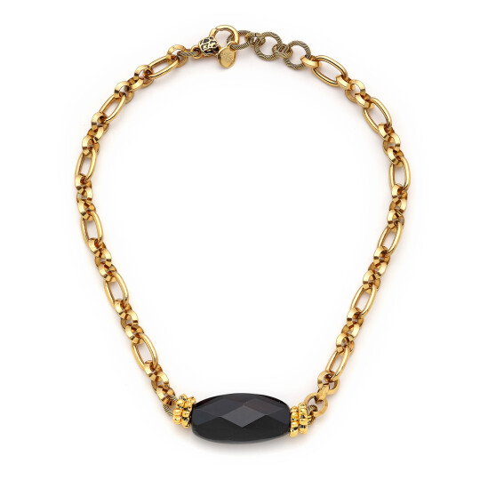 Cherish Gold Plated Onyx Chain Necklace 