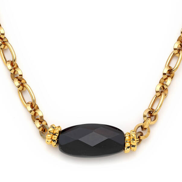 Cherish Gold Plated Onyx Chain Necklace - 2