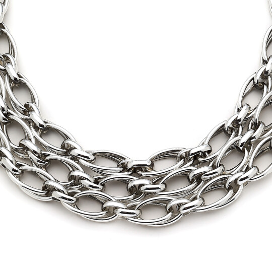 Chunky Charm Gümüş Kaplama Zincir Kolye - (1)