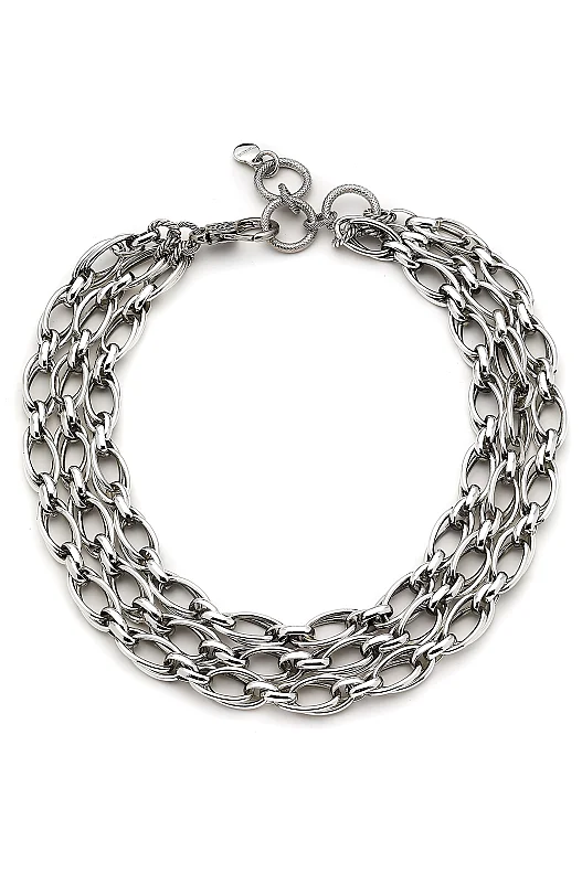 Chunky Charm Silver Plated Chain Necklace 