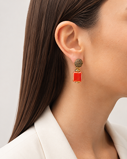 Ciro Gold Plated Pinned Earring - (1)