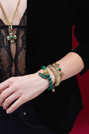 Claira Green Zircon Eye Charm Malachite Bracelet - (1)