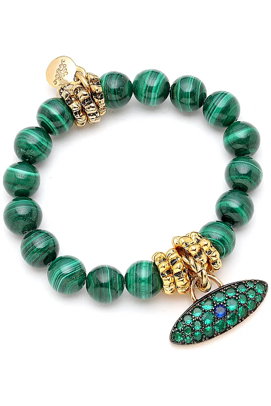 Claira Green Zircon Eye Charm Malachite Bracelet 