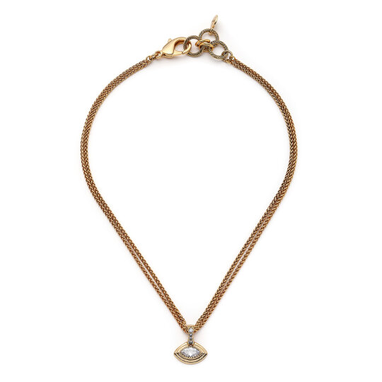 Clear Sight Eye Charm Gold Plated Chain Necklace 