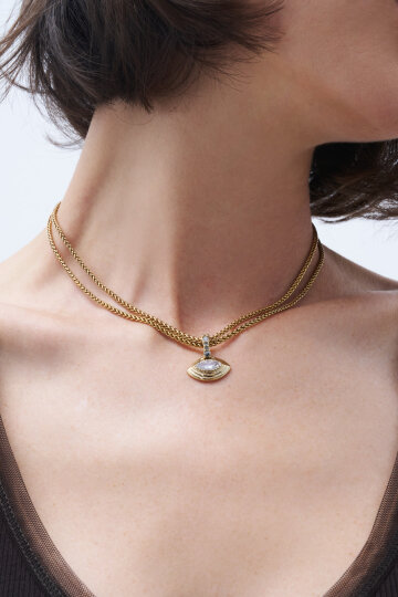 Clear Sight Eye Charm Gold Plated Chain Necklace - (1)