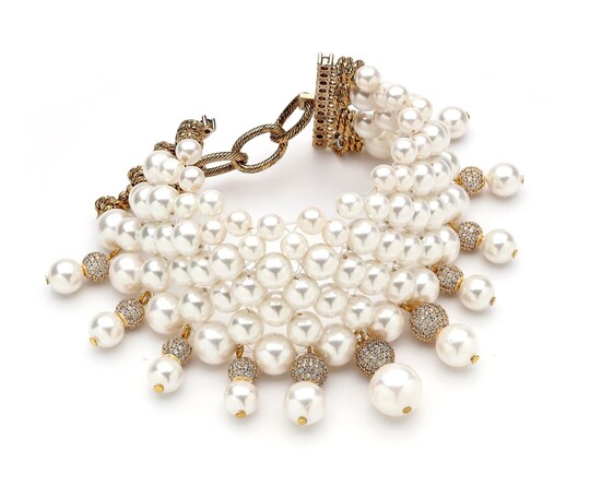 Cleo Zircon Pearl Gold Plated Bracelet