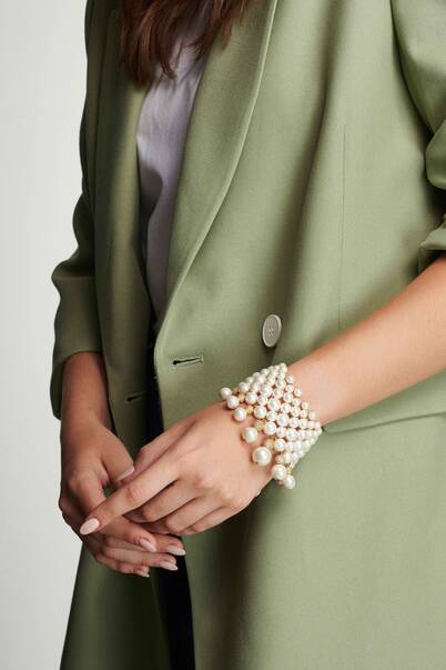 Cleo Zircon Pearl Gold Plated Bracelet - 2