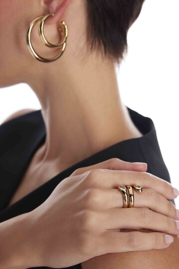 Clisto Altın Kaplama Halka İğneli Küpe - (1)