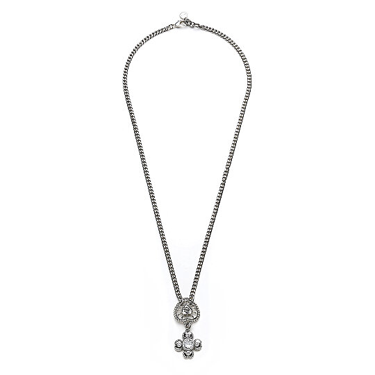 Clove Kalp & Yonca Charm Gümüş Kaplama Zincir Kolye - 