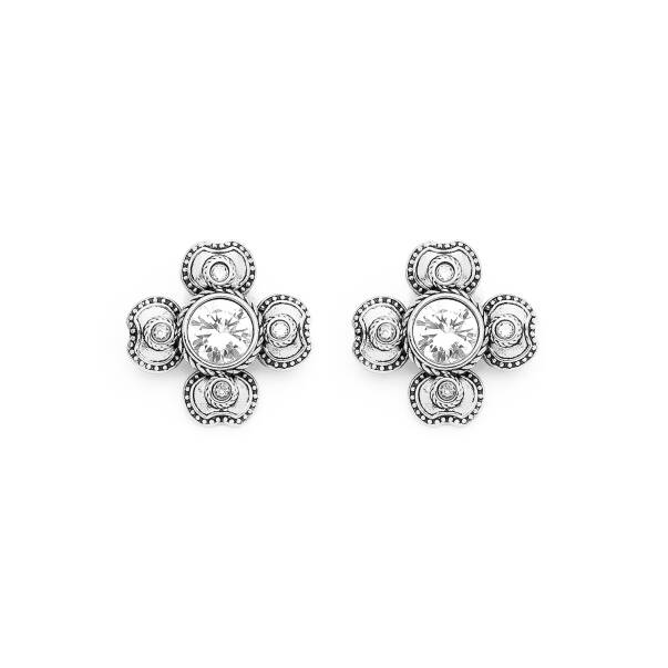 Clover Clip-On Silver Earrings - 1