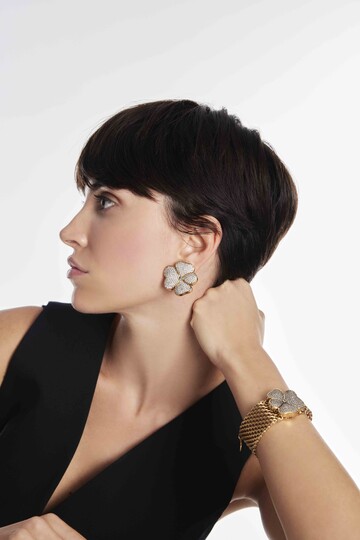 Clover Zircon Gold Plated Clip-On Earrings 